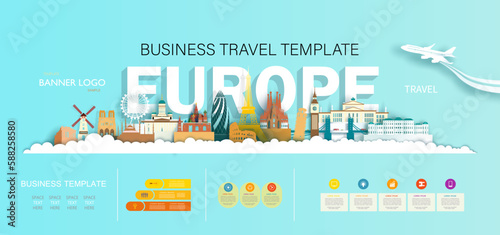Infographic Template Landmark Travel Europe and City Monument Architecture Skyline.
