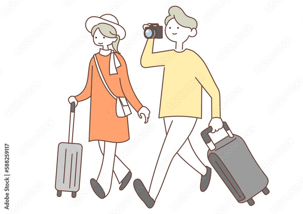 旅行に出かけるカップル