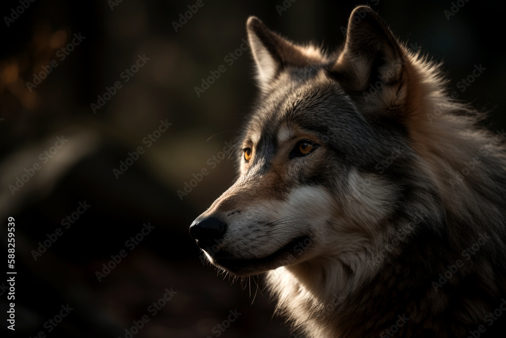 Obraz premium Datei eines Wolfs. Dramatische Lichtstimmung. Wild Life Foto
