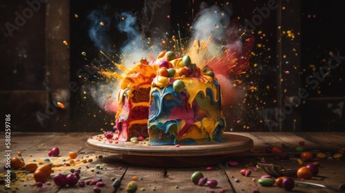 Abstract cake  explosion  generative ai