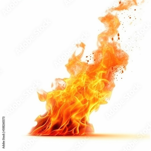 Flames fire photorealistic isolated on white background