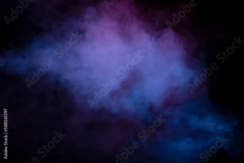 Blue and purple steam on a black background.