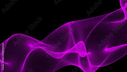 Technology digital wave background concept. Data technology illustration. Abstract halftone wave dotted background. Purple background with copy space.