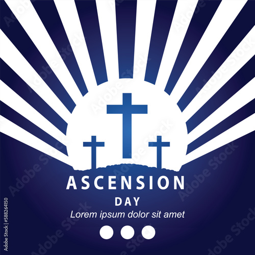 ascension day of jesus with white outline glowing cross symbol