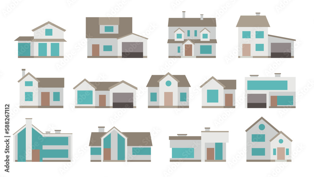 different modern houses set isolated on white different modern houses set isolated on white