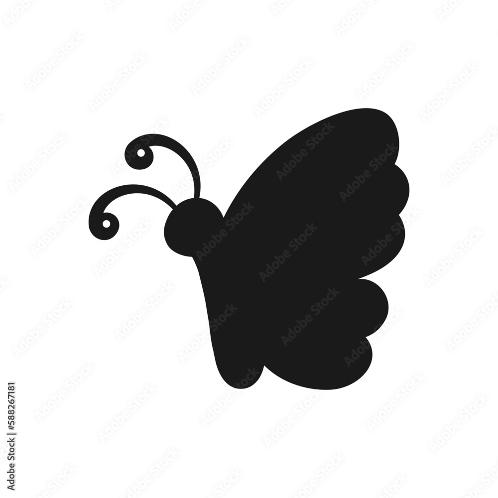Cute Butterfly Icon Side View Silhouette. Spring Summer Nature Logo Design Cute Butterfly Icon Side View Silhouette. Spring Summer Nature Logo Design