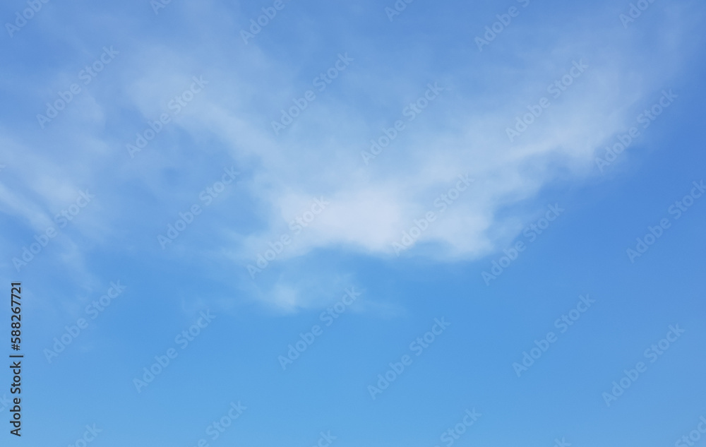 Distant shot of a blue sky with some white clouds.