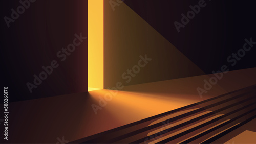 huge entrance with light beam dark hall