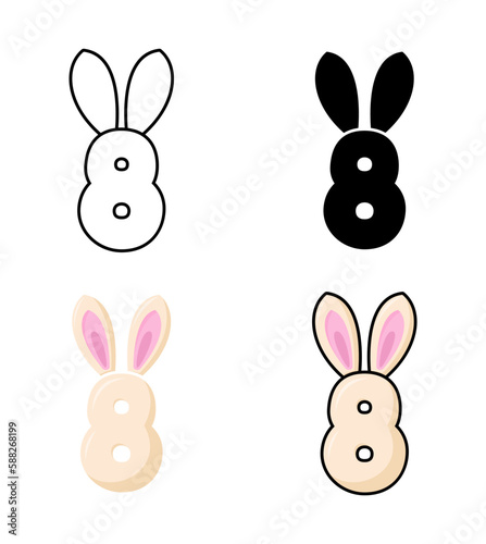 Number 8 in flat style isolated