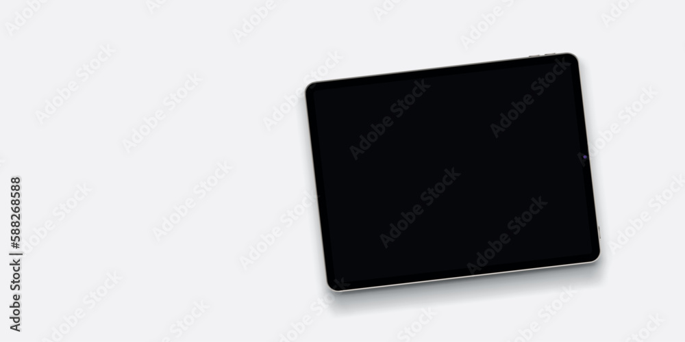 modern tablet with dark screen on white modern tablet with dark screen on white
