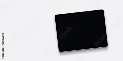 modern tablet with dark screen on white