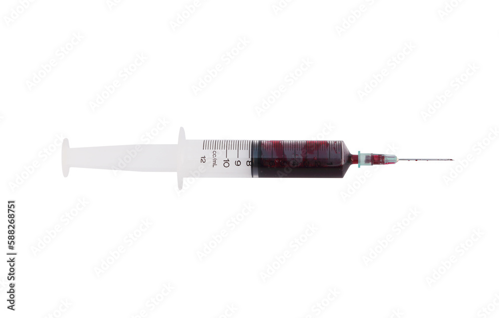 Fototapeta premium syringe with blood on transparent background png file