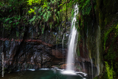 Fototapeta Naklejka Na Ścianę i Meble -  25 Fontes Waterfall and springs in Rabacal, Medeira island of Portugal
