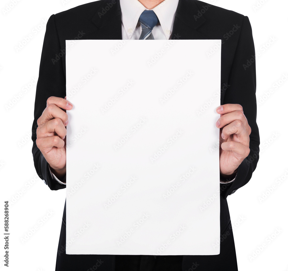 business man holding a blank paper sheet on transparent background png file business man holding a blank paper sheet on transparent background png file