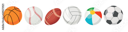 Vector cartoon sports balls. The concept of sports, hobbies and competitions. A useful activity. A bright element for your design.