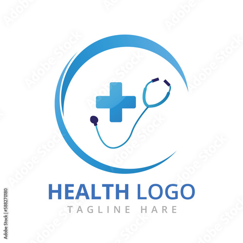 Health logo design with blue gradient color.