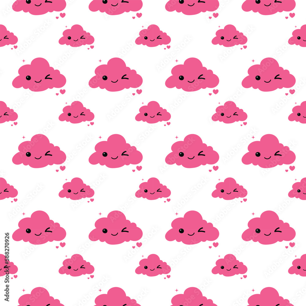 Fototapeta premium Colorful cloud pattern. Clouds pattern. Cloud design. Lovely pattern. Love design. Cloud seamless pattern