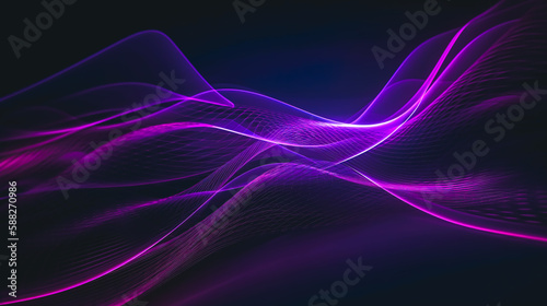 Abstract dark background with purple lines, generative AI.