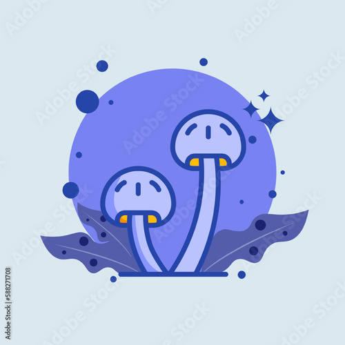 Mushroom flat illustration. Vegetable signs vector illustration.