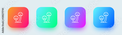 Mushroom line icon in square gradient colors. Vegetable signs vector illustration.