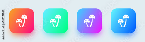 Mushroom solid icon in square gradient colors. Vegetable signs vector illustration.