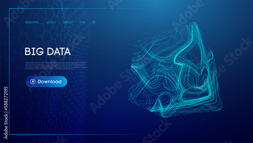 Data cube blockchain technology background. Futuristic network vector illustration.