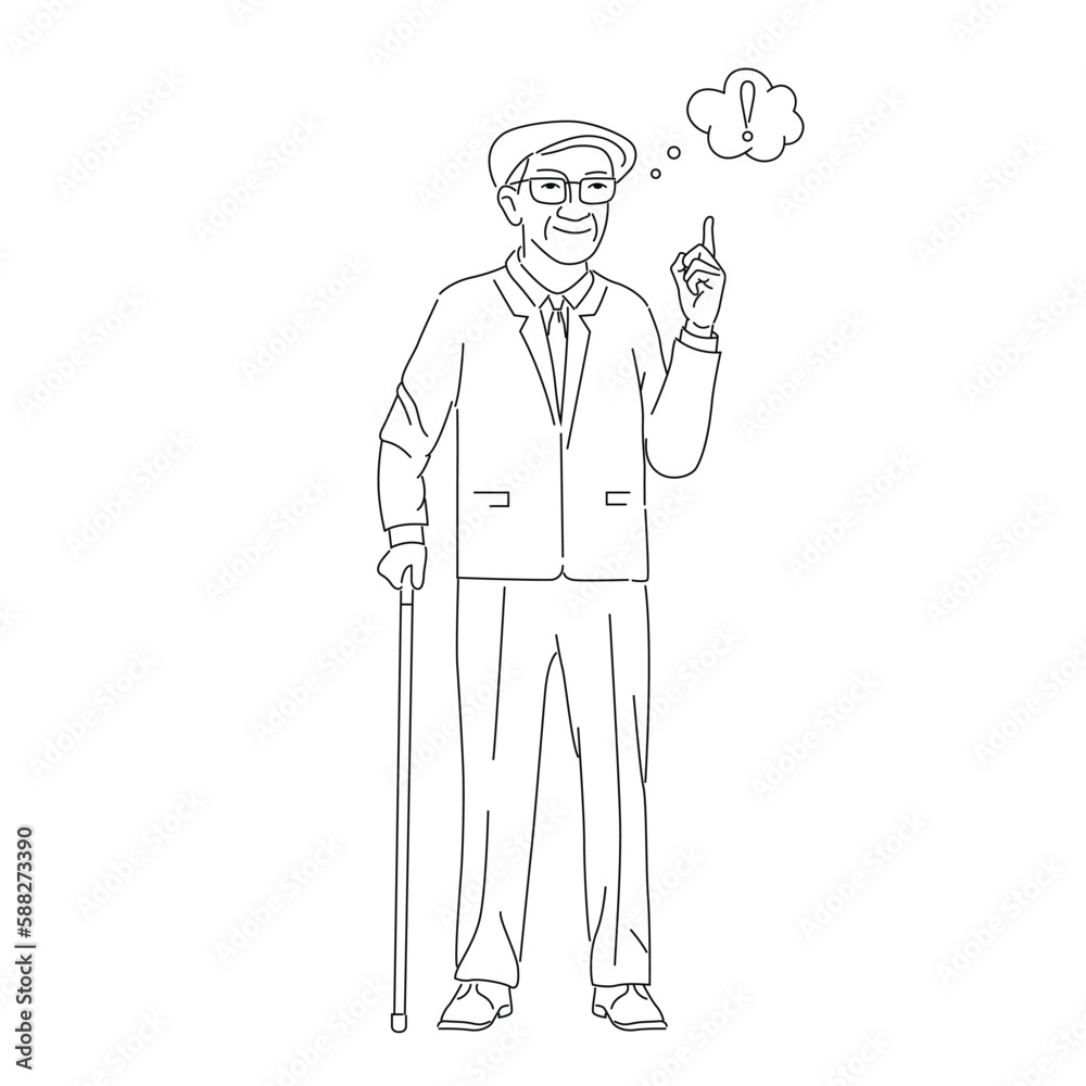 old man came up with something. vector illustration. The man had a good idea. old man came up with something. vector illustration. The man had a good idea.