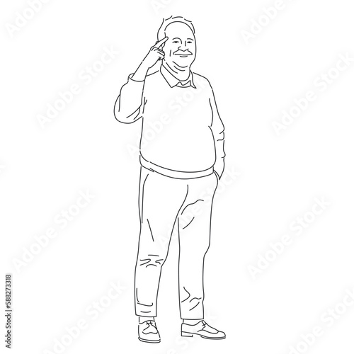 old man came up with something. vector illustration. The man had a good idea.