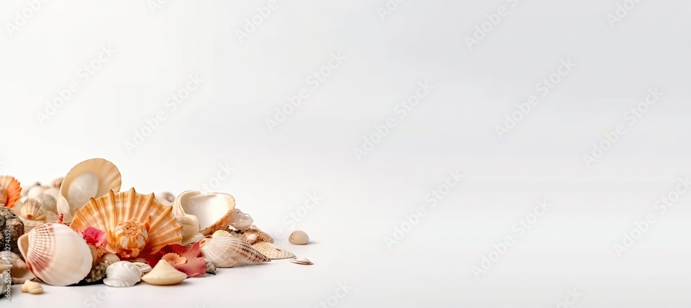 starfish, coral and pearl, shells with generative ai starfish, coral and pearl, shells with generative ai