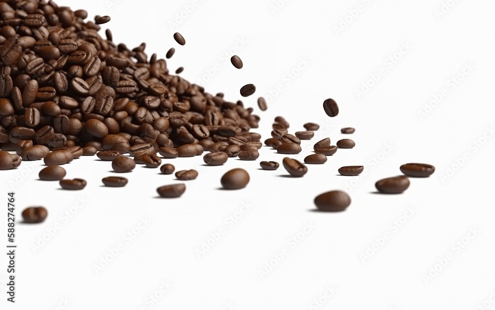 Naklejka premium Coffe beans white background. Generative AI