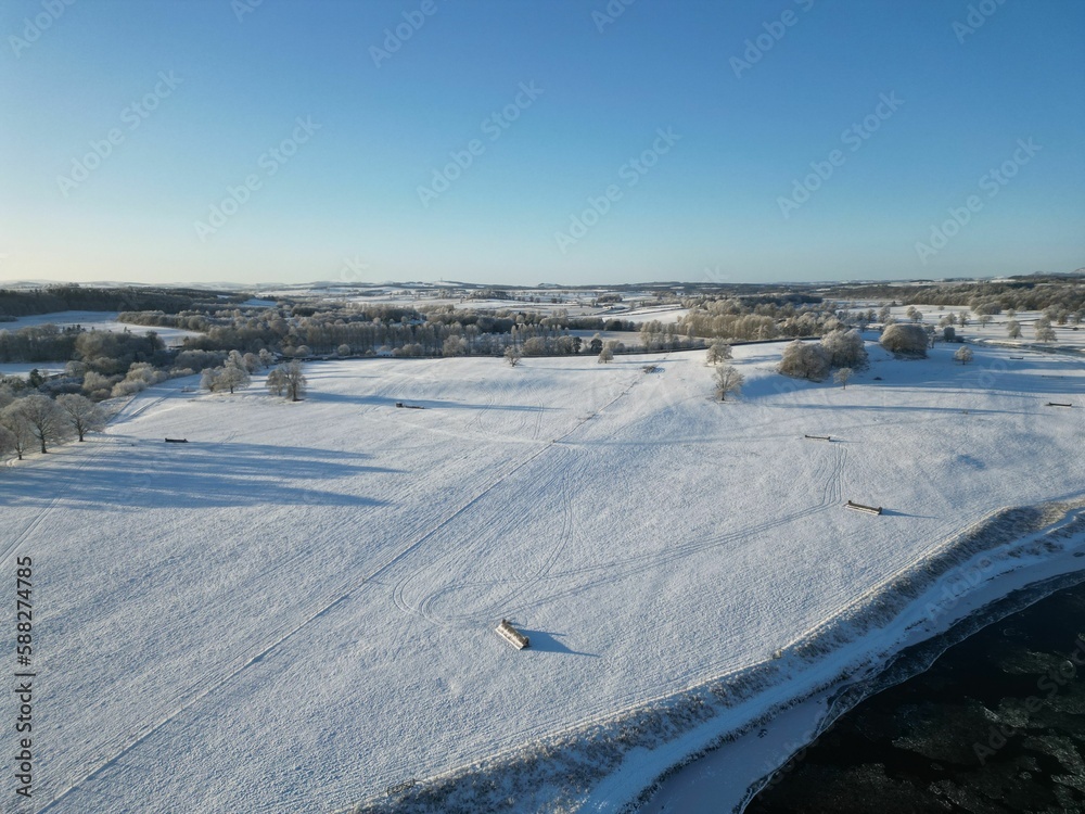 Beautiful view of snow covered field
