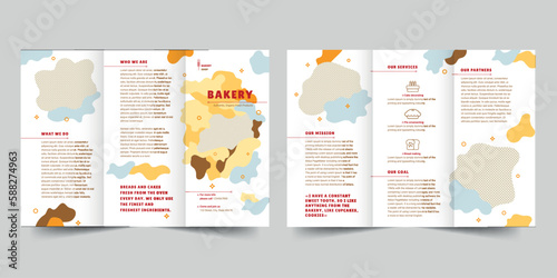 Bakery  trifold brochure template. A clean, modern, and high-quality design tri fold brochure vector design. Editable and customize template brochure