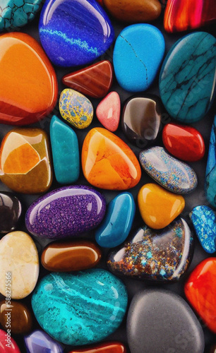 colorful stones background, pebbles backdrop