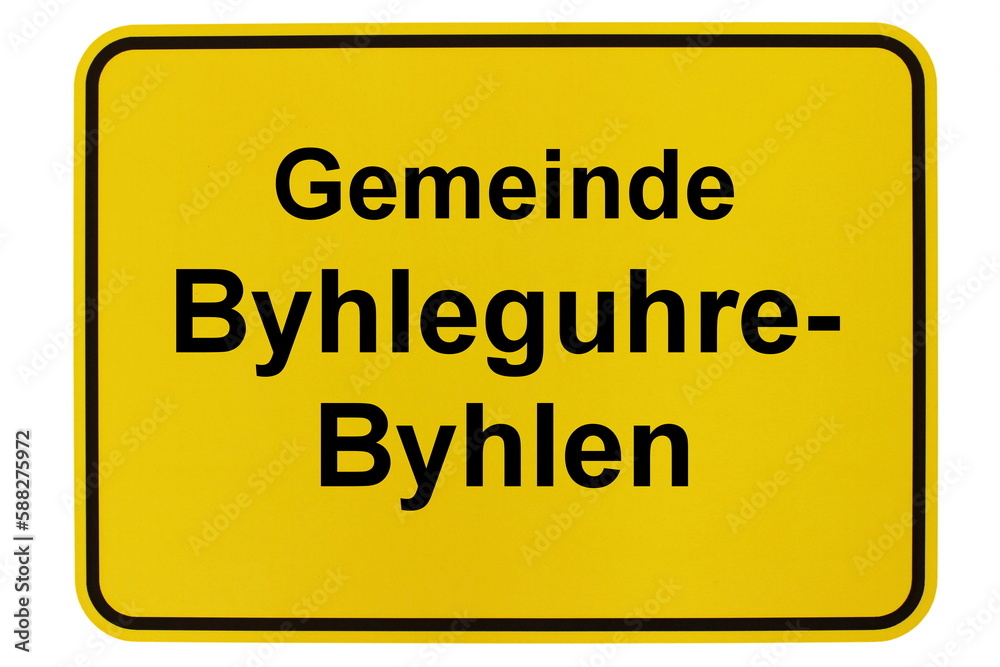 Illustration eines Ortsschildes der Gemeinde Byhleguhre-Byhlen in Brandenburg