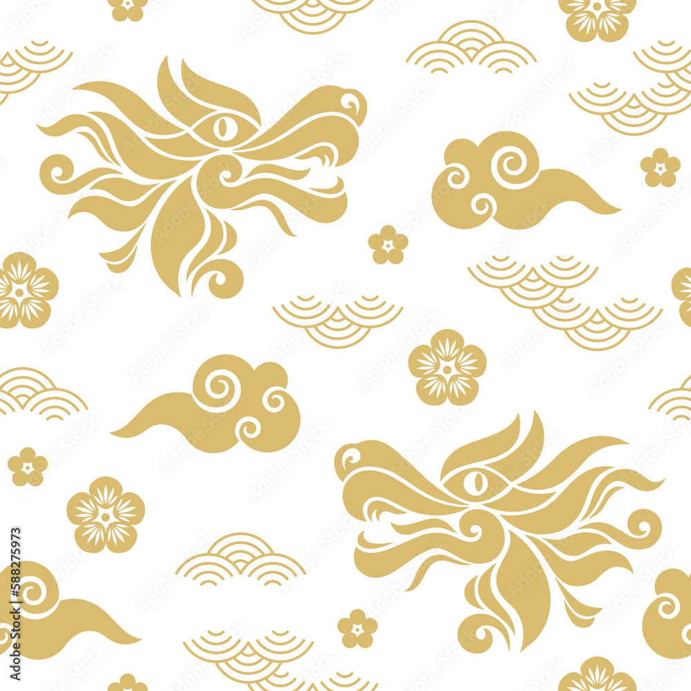 Fototapeta premium Seamless pattern with Dragon. Symbol of 2024. Year of the Dragon.