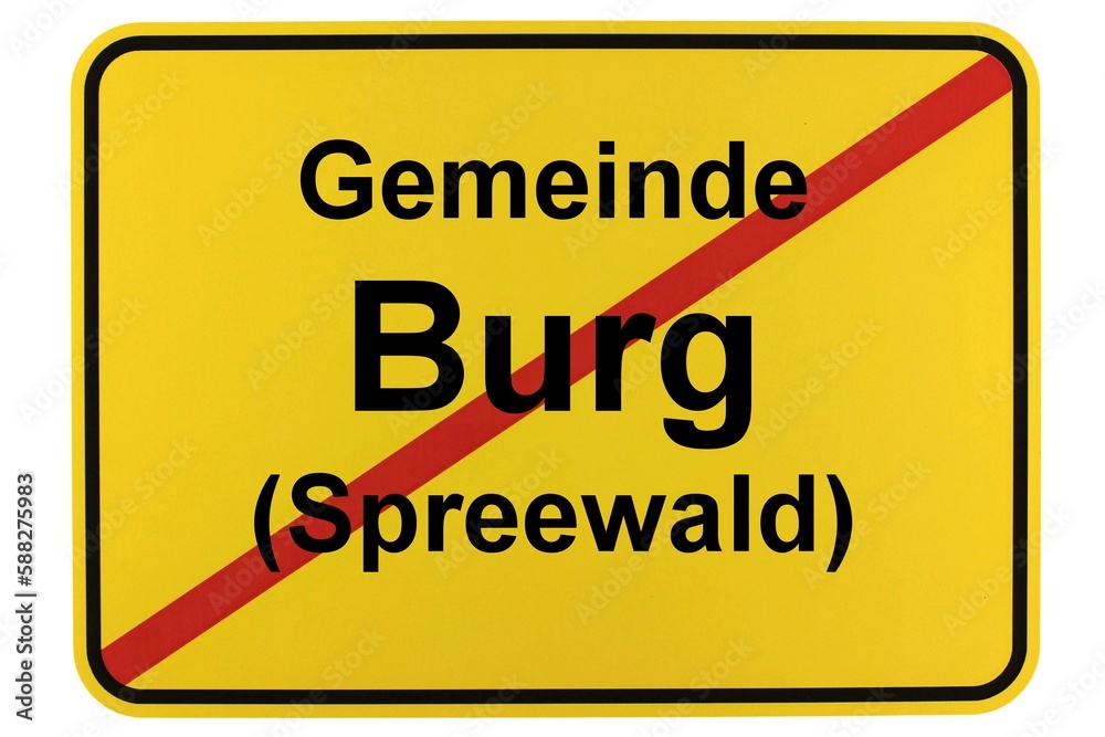 Fototapeta premium Illustration eines Ortsschildes der Gemeinde Burg (Spreewald) in Brandenburg