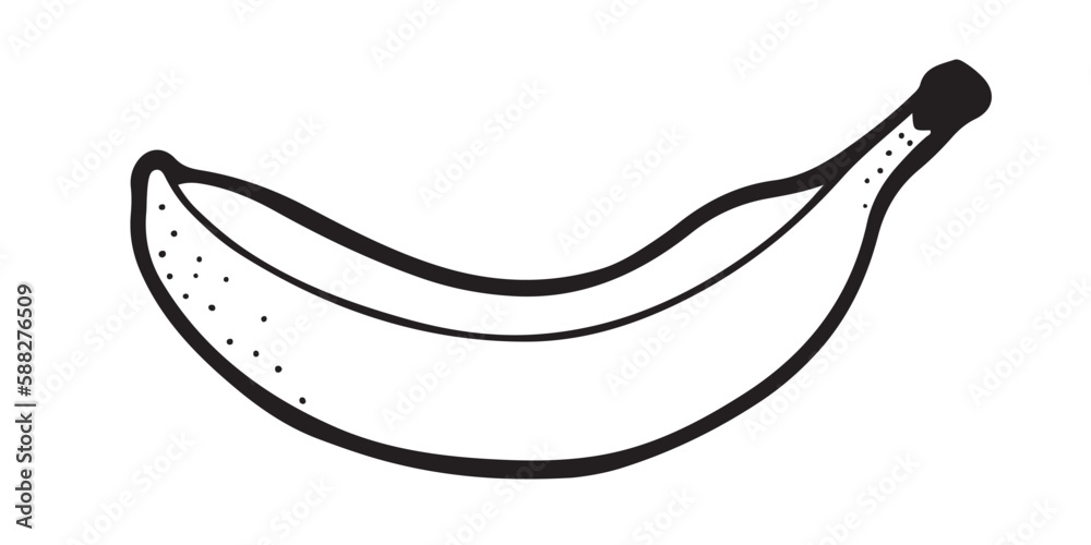 Hand drawn one banana in line design, outlined isolated vector illustration Hand drawn one banana in line design, outlined isolated vector illustration