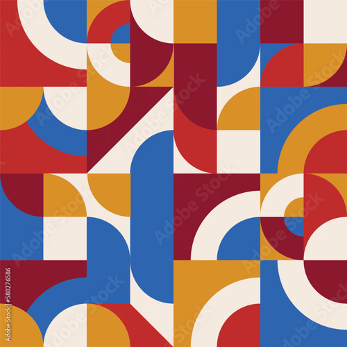 Bauhaus style abstract geometric seamless pattern