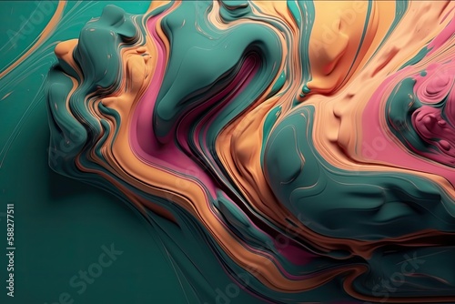 abstract liquid background with beautiful color palette, high detailed rendering background with fluid texture - Generative AI