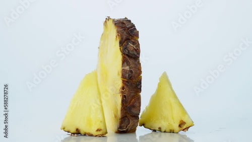 Pineapple rotation on white background