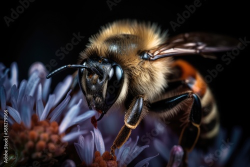 Bee in flower macro