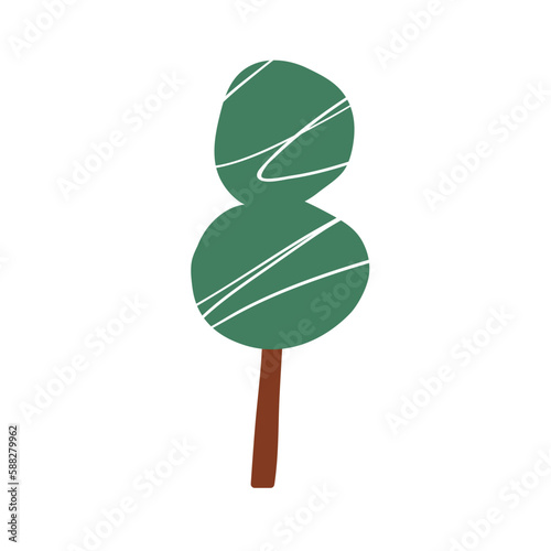 Abstract simple forest tree. Plant in kids primitive naive style. Simple shap...