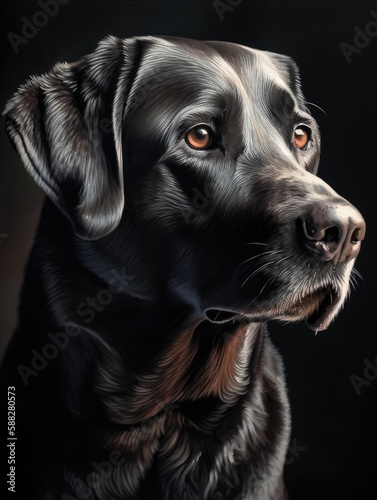 Dog portrait on black