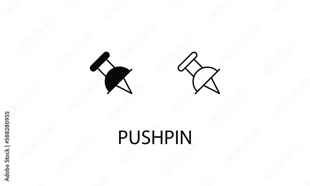 Pushpin icons with 2 styles outline icon, glyph icon, vector stock. Pushpin icons with 2 styles outline icon, glyph icon, vector stock.