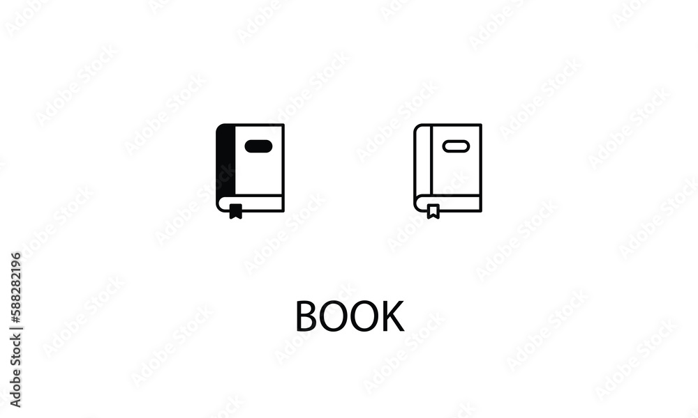Book icons with 2 styles outline icon, glyph icon, vector stock. Book icons with 2 styles outline icon, glyph icon, vector stock.