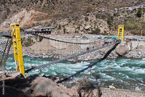 The bridge on Swat river in the valley of Himalayas, Pakistan