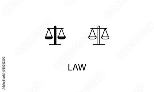 Law icons with 2 styles outline icon, glyph icon, vector stock.