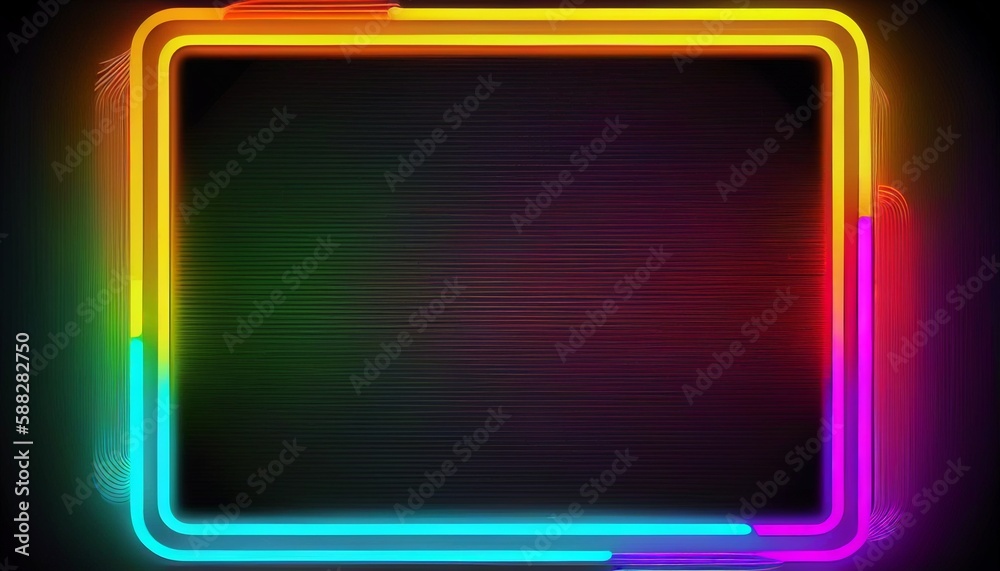 Colorful Neon Banner Frame: A Graphic Resource with an Empty Copy Space for Your Text