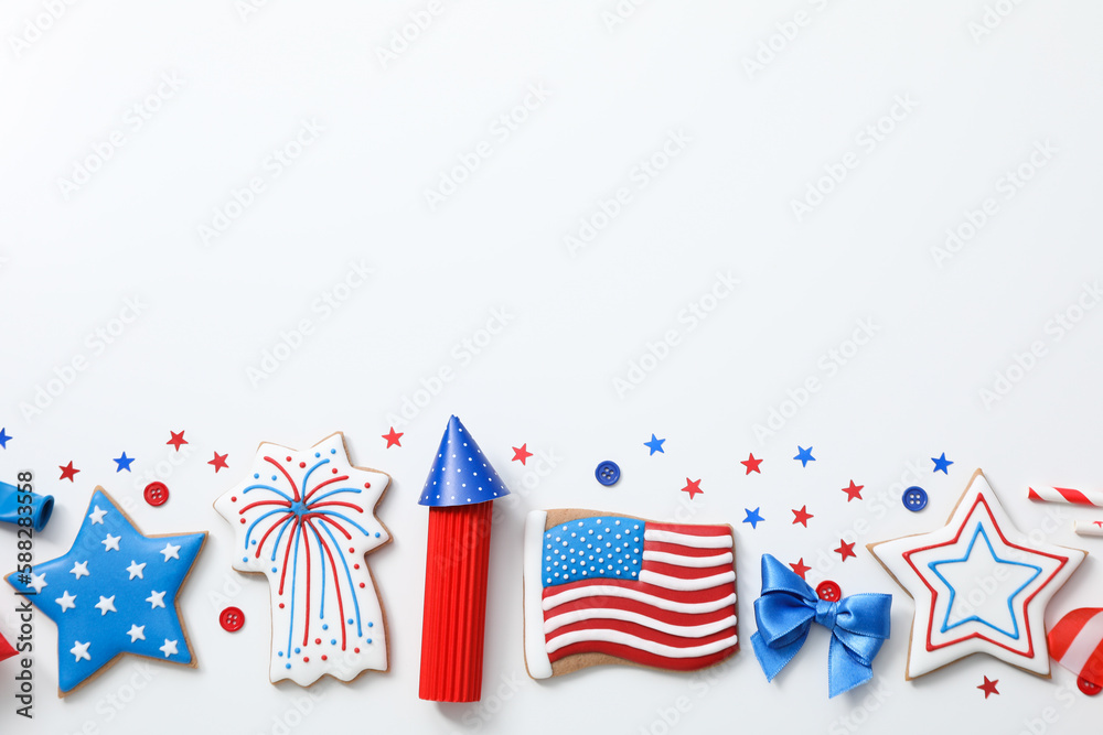 Obraz premium Composition for 4 july, Independence Day of USA, space for text