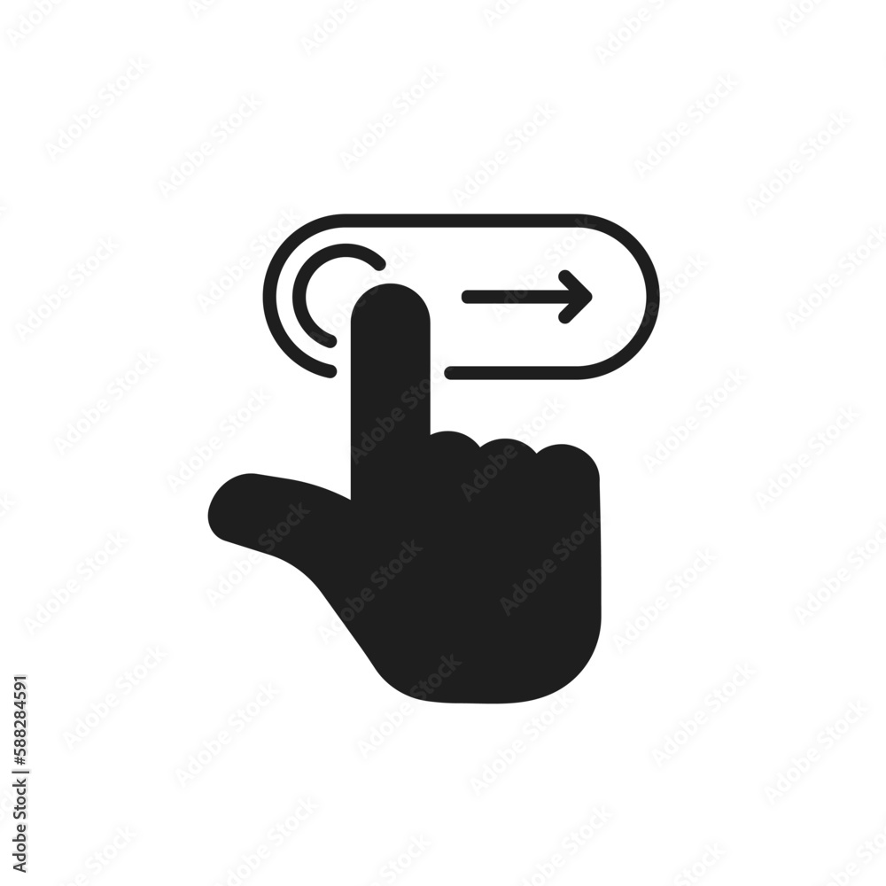 digital unlock or slider icon with black finger point digital unlock or slider icon with black finger point